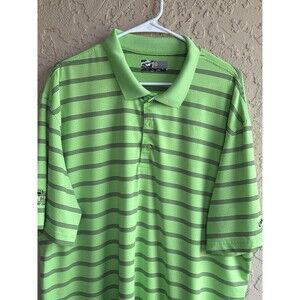 Callaway Golf Opti-Dri Size XXL Neon Green Striped Short Sleeve Mens Polo Shirt
